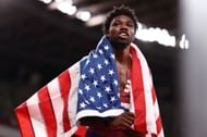 Noah Lyles at the Tokyo 2020 Olympic Games. (Photo by Ryan Pierse/Getty Images)